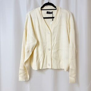 Brunette The Label Best Friend Ribbed Cardigan Cream 2XL/3XL NWT